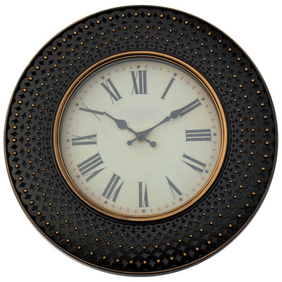 1 of 1:Premius Large Decorative Beaded Wall Clock, Dark Brown, 16 Inches 