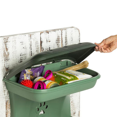 4 of 4:Bama Pet Mountable Food Stand with Storage Compartment, Green, Larger Dog Size 