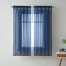 1 of 1:Lisa Plaid Sheer Rod Pocket Panel, azul marino, 55 x 63 pulgadas 