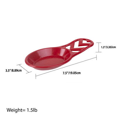 8 of 8:Home Basics Cast Iron Chevron Design Spoon Rest, Red, 7.5x3.5x1.3 Inches 