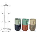 1 of 6:Home Basics 6-Piece Stoneware Mug Set With Chrome Stand, Multi, 11 Ounces 