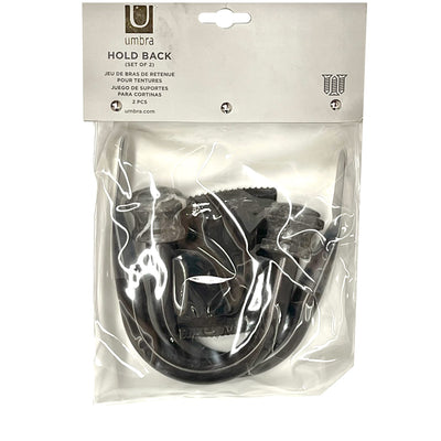 1 of 1:Umbra Stone Marble Curtain Holdbacks, Black, Set of 2 
