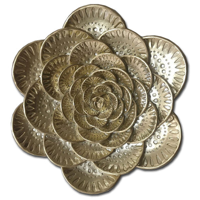 1 of 1:Premius Resin Metallic Embossed Floral Wall Decor, Gold, 12 Inches 