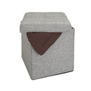 2 of 4:Simplify Faux Linen Folding Storage Ottoman Cube in Grey 
