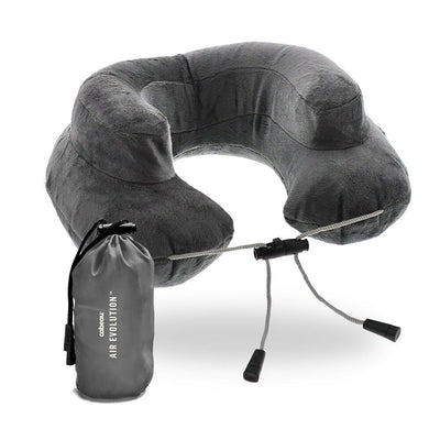 1 of 5:Cabeau Air Evolution Inflatable Travel Neck Pillow with Pouch and Cover, Gray 