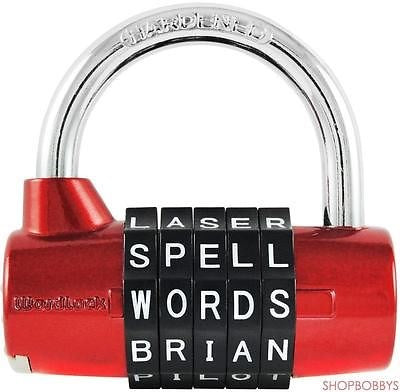 1 of 1:Cadenas à combinaison à 5 chiffres Wordlock Pl-002-Rd, rouge 