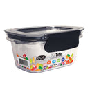 1 of 1:Premius Air-Tight Plastic Food Storage Container, Black-Clear, 12 Ounce, 5.5x4x3 Inches 