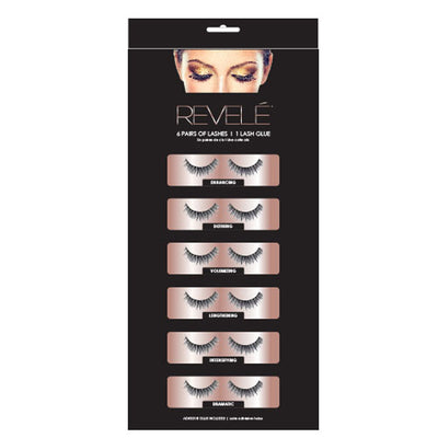 1 of 1:REVELE 6-Pairs Faux Eyelash Set With Lash Glue 