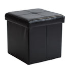 1 of 3:Pouf cube de rangement pliable en similicuir Simplify, noir 