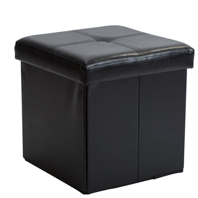 1 of 3:Pouf cube de rangement pliable en similicuir Simplify, noir 