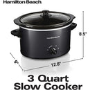 6 of 6:Hamilton Beach Slow Cooker With Stoneware And Glass Lid, Matte Black, 3 Quart 