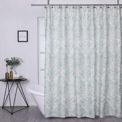 1 of 5:Dorsett Damask Printed Shower Curtain, Aqua, 70x72 Inches 