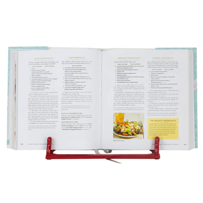 4 of 4:Home Basics Cast Iron Chevron Design Cookbook Stand, Red, 10.5x5.5x9 Inches 