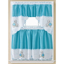 1 of 1:Chef 3-Piece Embroidered Kitchen Curtain Set With Swag Valance, Blue, 60x36 Inches 