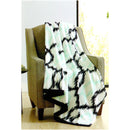 1 of 1:Modern Printed Plush Throw Blanket, White-Blue, 50x60 Inches 