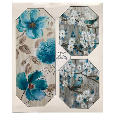 1 of 1:Premius - Lienzo decorativo para pared, 3 piezas, color azul, 23 x 19 pulgadas en total 