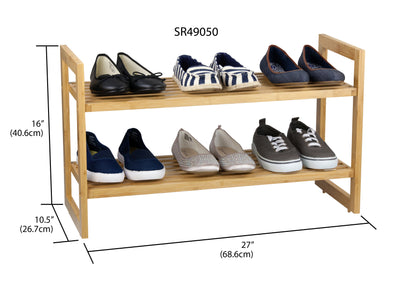 3 of 3:Home Basics Bamboo Shoe Rack, Natural, 27x10.5x16 Inches 