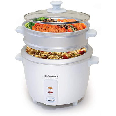 8 of 9:Maxi-Matic Elite Gourmet Rice Cooker With Steam Tray, White, 16 Cup 