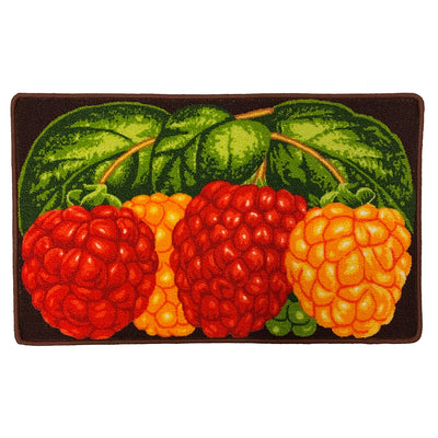 1 of 1:Three Raspberry Printed Skid Resistant Decorative Kitchen Rug, Multi, 18x30 Inches 