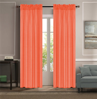 1 of 1:Melanie Faux Silk Rod Pocket Window Panel, Coral, 55x84 Inches 