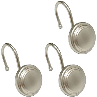 1 of 1:Crochets de rideau de douche en métal à boutons de bain populaires, nickel, paquet de 12 