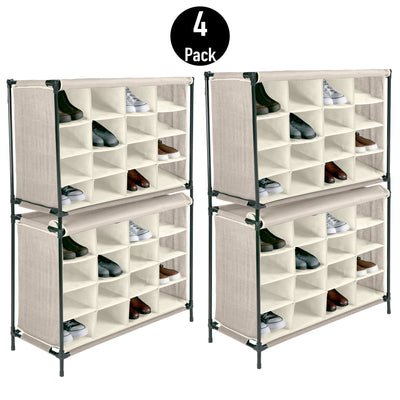 3 of 3:Simplify Zapatero organizador apilable de 16 pares con cubierta para armario, dormitorio y entrada, beige 
