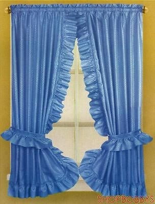 1 of 1:Fabric Dobbie Window Curtain Set Blue - 36x54 