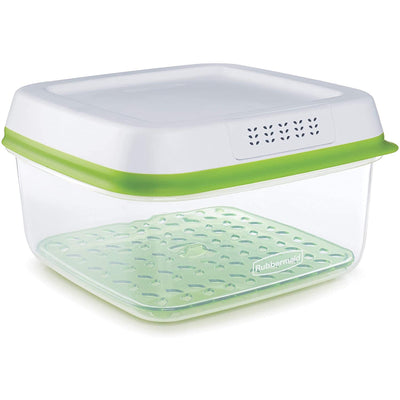 1 of 7:Rubbermaid FreshWorks Produce Saver Square Food Storage Container, Green, 11.1 Cup 