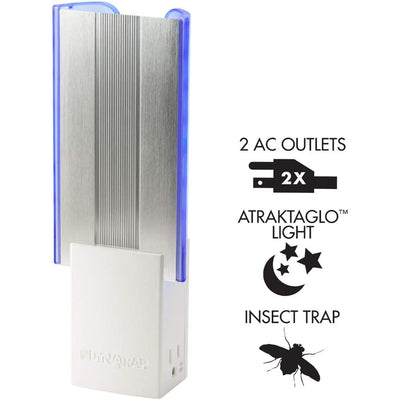 2 of 7:DynaTrap Flylight Indoor Plug-In Insect Trap with 2 AC Outlets, White 
