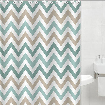 1 of 1:Bath Bliss Canvas Shower Curtain, Green Chevron Design, 70x72 Inches 