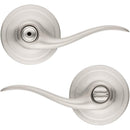 1 of 8:Poignée de porte verrouillable Kwikset Tustin Wave, nickel satiné 