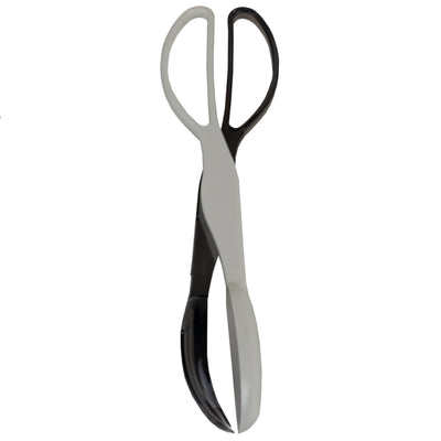 4 of 6:Home Basics Heavy Duty Plastic Salad Tongs, White-Gray, 11.5x2.5x3 Inches 