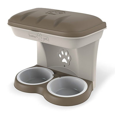 1 of 4:Bama Pet Mountable Food Stand with Storage Compartment, Taupe, Larger Dog Size 