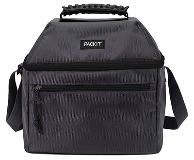 2 of 8:PackIt Freezable Canvas Utility Cooler Bag con asa, capacidad para 18 latas, gris carbón 