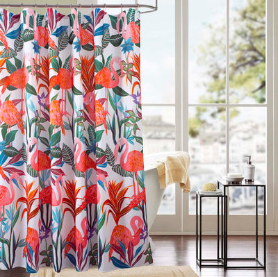1 of 7:Classic Printed Flamingo Shower Curtain, Multi, 70X72 Inches 