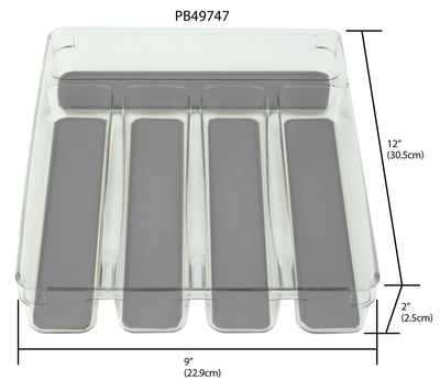 4 of 4:Range-couverts en plastique Home Basics avec intérieur antidérapant, gris transparent, 23 x 30 x 5 cm 