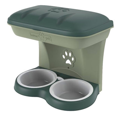 1 of 4:Bama Pet Mountable Food Stand with Storage Compartment, Green, Average Dog Size 