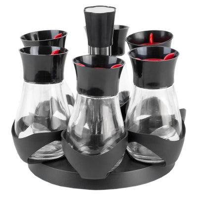3 of 4:Home Basics Contemporary Gourmet Revolving 6-Jar Spice Rack, Black 