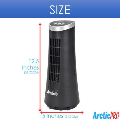 6 of 7:Arctic-Pro Desktop Oscillating Slim Mini Tower Fan, Black, 12 Inches 