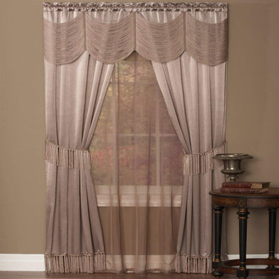 1 of 1:Ensemble de 6 fenêtres Halley Satin avec cantonnière autrichienne, mauve, 56 x 84 pouces 