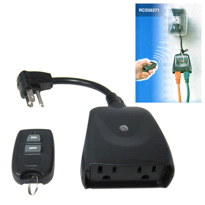 1 of 3:Bright-Way RCS56271 Receptor de 2 salidas de control remoto para interiores y exteriores, alcance de 80 pies 