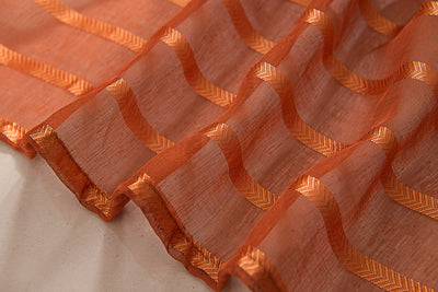7 of 7:Gretchen Striped Rod Pocket Window Panel with Attached Valance, Spice, 54x90 Inches 