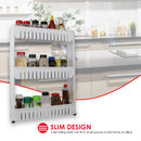 6 of 8:Home Basics 3-Tier Kitchen Storage Cart With Wheels, White, 21.5x5x28.7 Inches 