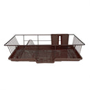 4 of 6:Home Basics 3 Piece Rust-Resistant Vinyl Dish Drainer with Self-Draining Drip Tray, Brown 