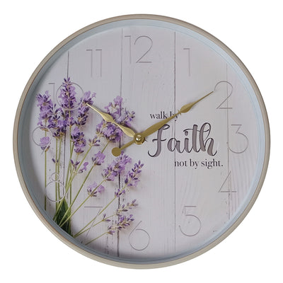 1 of 1:Premius Walk By Faith Not By Sight Reloj de pared floral redondo, 12 pulgadas 