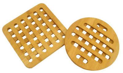 1 of 3:Dessous de plat en bambou Home Basics, 2 pièces, naturel, 18 x 18 x 1,5 cm 