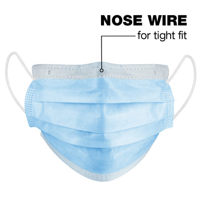 2 of 3:Premius Protective Disposable Civil Face Mask, Elastic Band, Metal Nose Wire, 10-Pack 