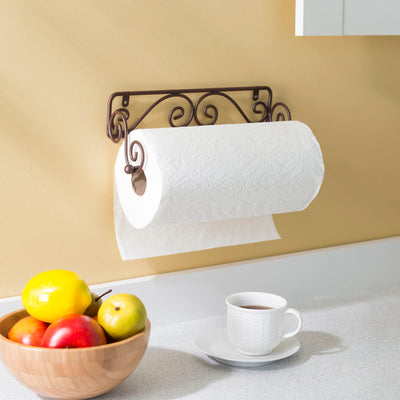 6 of 7:Home Basics Scroll Collection Steel Wall Mounted Paper Towel Holder, Bronze 