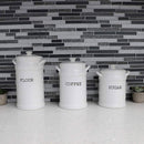 3 of 3:Home Basics Doric 3-Piece Ceramic Canister Set, White 