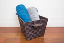 5 of 6:Panier de rangement tissé en polyester Home Basics, marron, taille moyenne, 30,5 x 25,4 x 20,3 cm 